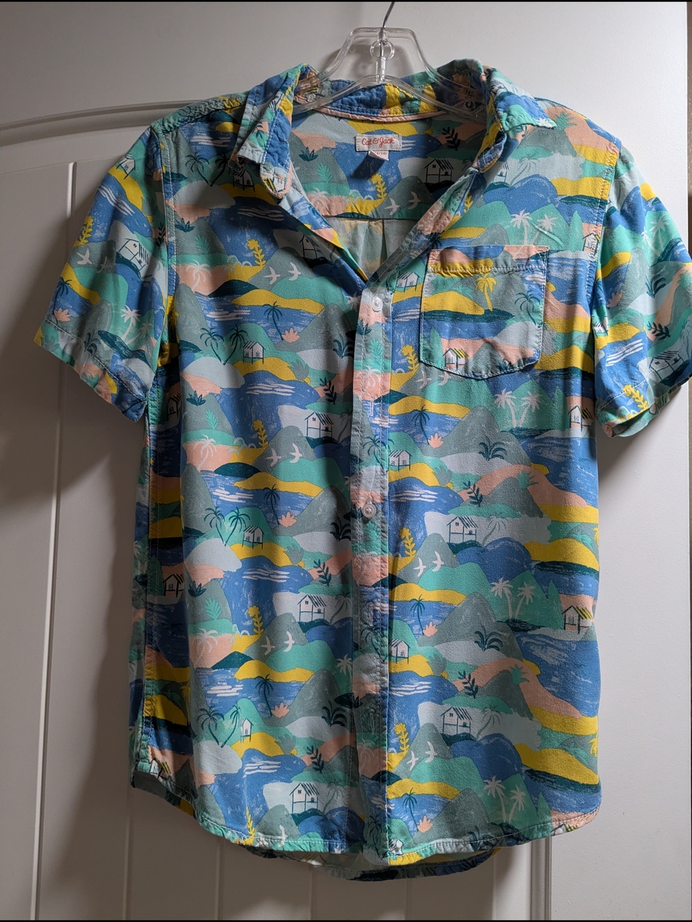 Cat & Jack Multi-Color Tropical Print Short-Sleeve Button-Down Shirt